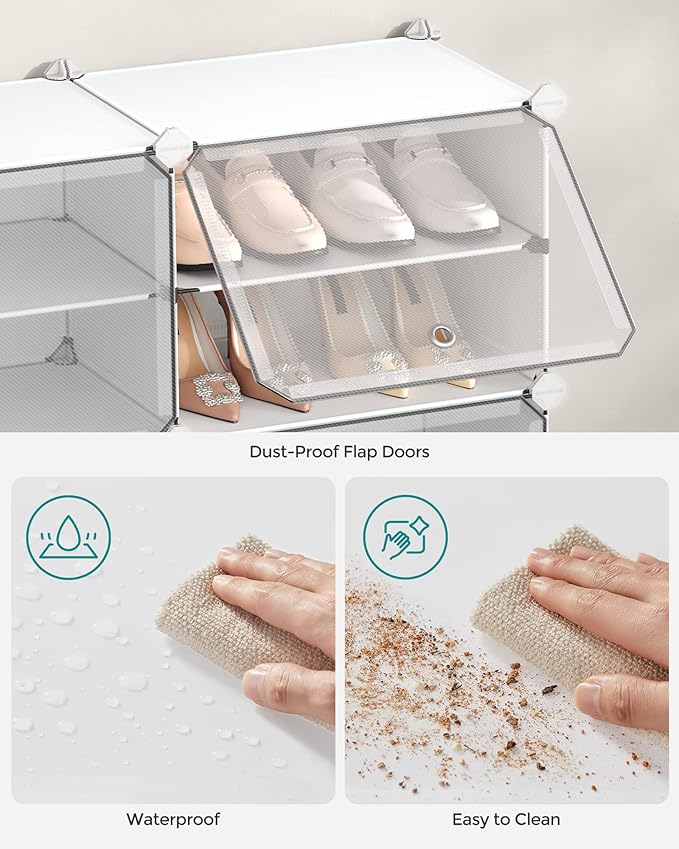 SONGMICS Shoe Rack Organizer, 6-Tier Shoe Storage Cabinet for Closet and Entryway, Holds 24 Pairs of Shoes, Adjustable, White ULPC033W01-NeatNest