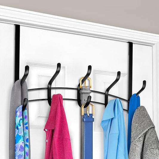 LYNK Professional® Home™ Over Door Hooks Rack - 10 Hook Over Door Hanger - Over Door Towel Rack - Hanging Towels or Clothes - for Bathroom, Bedroom or Laundry Room – Lifetime Ltd. Warranty - Black