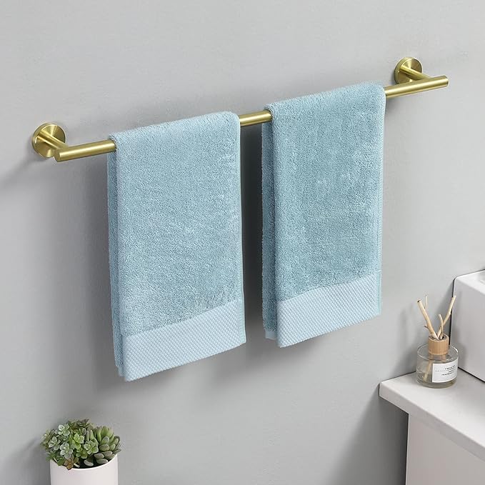 KES 25.2 Inches Towel Bar for Bathroom, Hand Towel Holder, Towel Bar Wall Mount, SUS304 Stainless Steel Brushed Gold, Total Length 27.6 Inch, A2000S70B-BZ