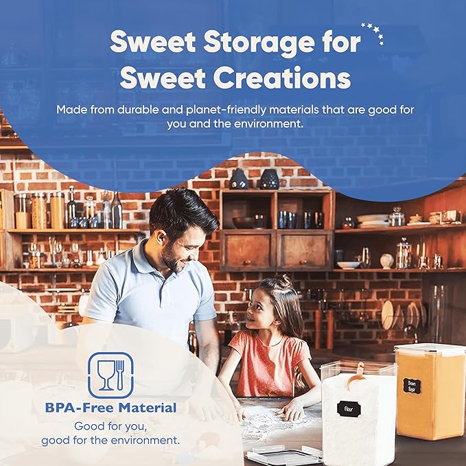 Chef's Path Extra Large Airtight Flour and Sugar Storage Containers with Lids, Set of 2, 6.5L Pantry Canisters for Bulk Flour and Sugar Storage - Transparent-NeatNest