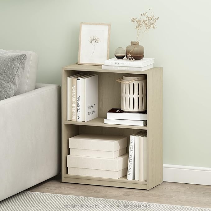 Furinno Gruen 2-Tier Open Shelf Bookcase, Metropolitan Pine