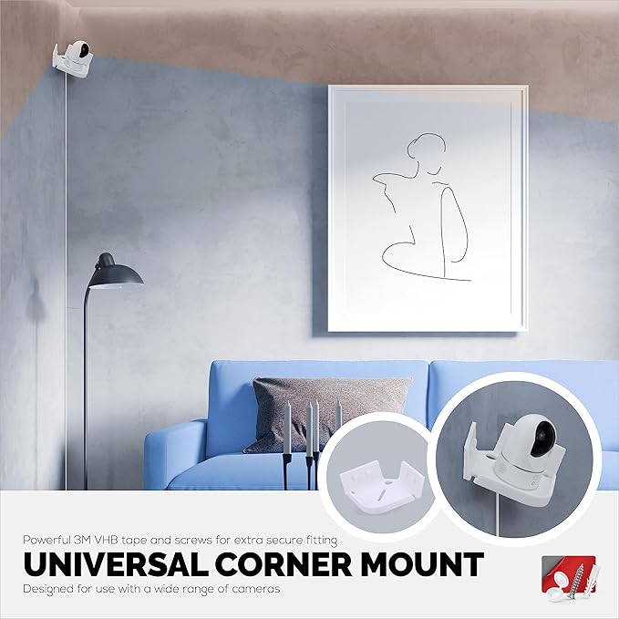 Drill Free Tilted Corner Wall Mount Small Shelf for Baby Monitors, Home Security Cameras & More, Strong VHB Adhesive with Screw in Option, Easy to Install, No Mess by Brainwavz-NeatNest