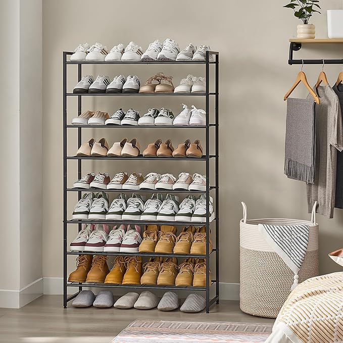 Shoe Rack, Metal Shoe Organizer, 8 Tier Garage Shoe Rack Max Holds 40 Pairs,Shoe Storage shelf for Closet,Entryway, Black-NeatNest