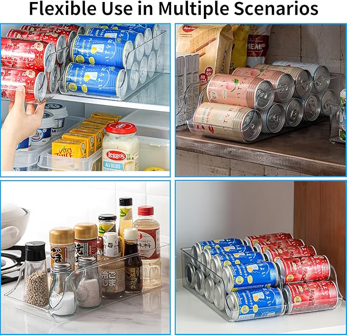 2 Pack Soda Can Organizer, Refrigerator Beverage Organizer with Sliding Tray, Suitable for Refrigerator/Cabinet/Countertop Soda Can (2 PACK)