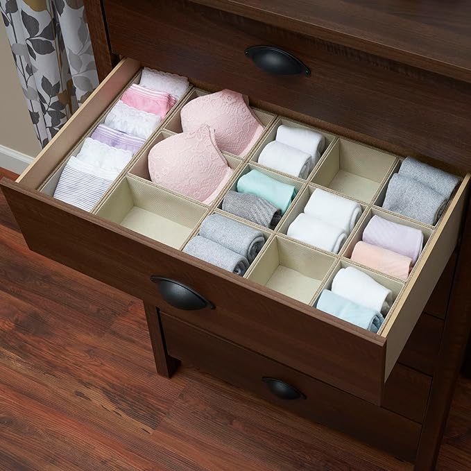 Household Essentials Brown 722-1 Deep 3 Section Drawer Organizer Box for Storage | 12 in x 6.13 in x 3.13-NeatNest