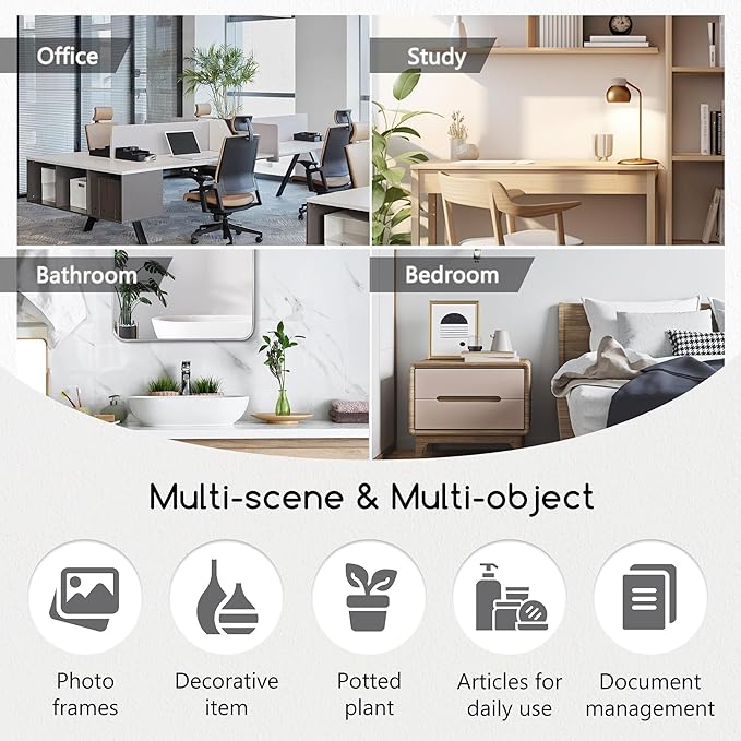 Jerry & Maggie Desktop Organizer Office Storage Rack Adjustable Wood Display Shelf Free Style Double H, Multi-Functional Mini Bookshelf for Desk Natural Stand (White)-NeatNest