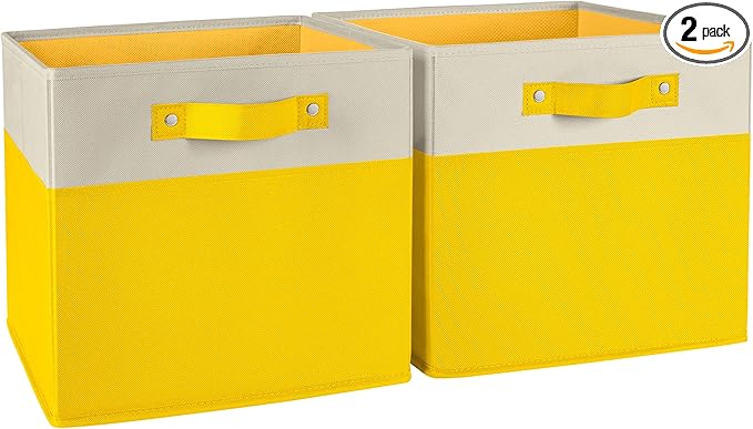 RiverRidge Kids storage bins - 10.5 Cube Storage Organizer with Handles – Yellow Two-Tone closet organizers and storage for Toys, Shoes & More - Fits Cabinets
