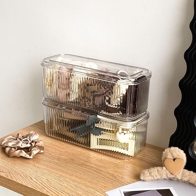 Clear Pen Organizer with Lid, Plastic Desk Drawer Accessories Storage Box for Home Office and School Classroom Organization, Art and Crafts Case for Marker, Pencils, Stationery-NeatNest