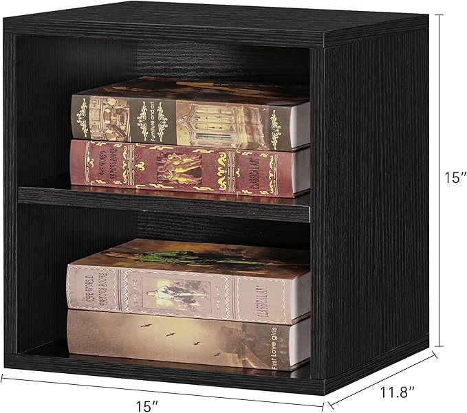 FUSUNBAO DIY Cube Storage Organizer Stackable Cubes for Home Books Clothes Toy -Modular Cubby Storage System-Office Cubical-Bookcase Closet (Black, 1 Layer Cube)-NeatNest