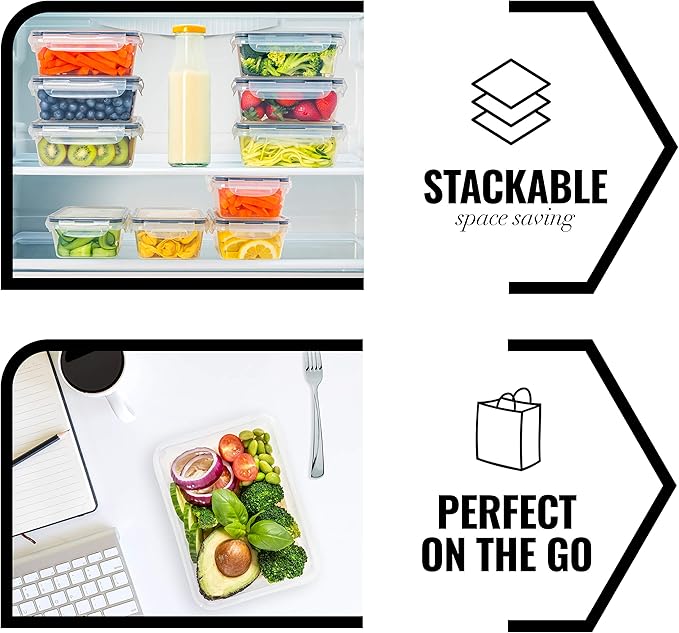 fullstar 20-Piece Plastic Food Storage Containers with Lids (10 Containers & 10 Lids) - Leakproof, BPA-Free, Meal Prep Containers, Reusable Lunch Storage Set for Kitchen Organization (Pack of 20)-NeatNest