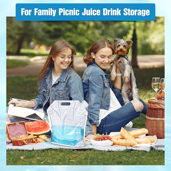 18 Pcs 5 L Collapsible Water Container Bag, Premium Collapsible Water Container Bag Emergency Water Container Freezable Food Grade Clear Plastic Storage Bag Foldable Water Bottle for Camping Riding