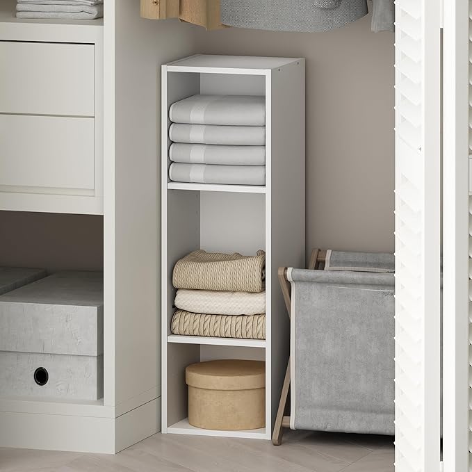 Furinno Reed 3-Tier Multipurpose Closet Storage Organizer Shelf, 10-Inch Width, White-NeatNest