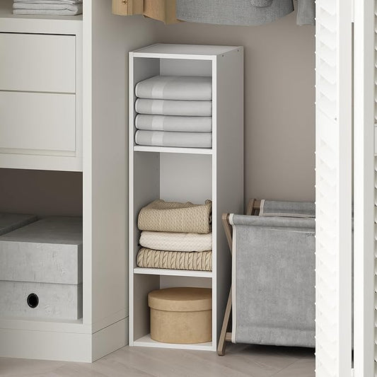 Furinno Reed 3-Tier Multipurpose Closet Storage Organizer Shelf, 10-Inch Width, White-NeatNest