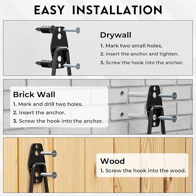 BONTEC Heavy Duty Garage Hooks, Anti-Slip Coated Black Steel with Strong Load Capacity, Multi-Sized U and J Hooks, Easy Wall Mount for Garage, Garden, Workshop (Orange, 18 Pack)-NeatNest