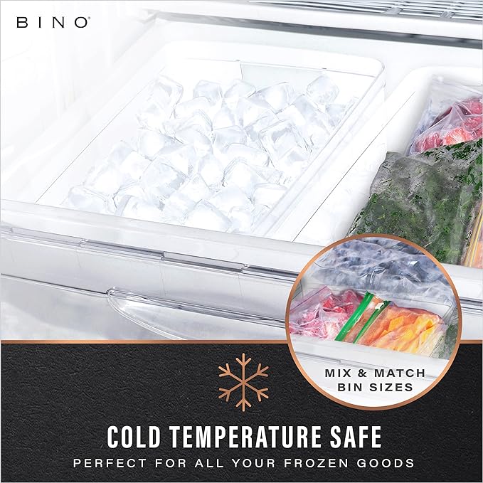 BINO | Plastic Storage Bins, Square - 3 Pack | THE LUCID COLLECTION | Multi-Use Bins | Built-In Handles | BPA-Free | Clear Containers | Fridge Organizer | Pantry & Home Organization-NeatNest