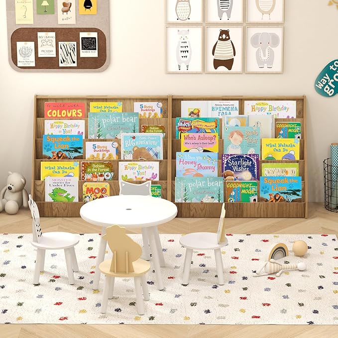 Costzon 5-Tier Kids Bookshelf, Wooden Children Bookcase, Toddler Book Rack, Magazine Storage & Display Shelf, Book Shelf for Kids Room, Living Room, Nursery, Classroom (Natural)-NeatNest