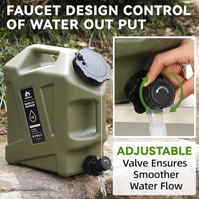 Camping Water Jug - 3.2 Gallan Water Container with Spigot | Portable Water Tank for Outdoor Hiking Picnic Supplies-Green-NeatNest