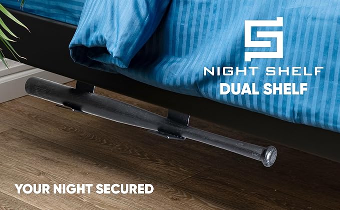 Dual Shelf - Concealed Under Bed Hidden Shelf for Baseball Bat, Shotgun, Rifle, Baton, Gun Or Golf Club - Ideal Concealed Gun Storage for Quick Access Self Defense Items - Sold in Pairs-NeatNest
