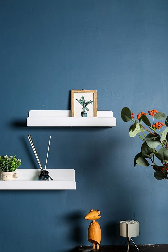 IEEK 6 PCS White Acrylic Floating Shelves Display Ledge,Wall Mounted Nursery Kids Bookshelf,15 Inch Bathroom Wall Shelf and Storage Rack,5mm Thick U Shelf-NeatNest