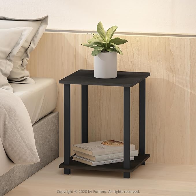 Furinno Simplistic Set of 2 End Table, Espresso/Black-NeatNest