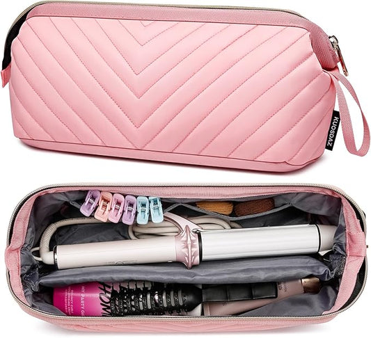 Hair Tools Travel Bag for Shark Flexstyle Dyson, Quilted Case Organizer Bag, Gift for Women Hair Accessories Storage Bag, Travel Hairdryer Portable Bag for Women, Pink-NeatNest