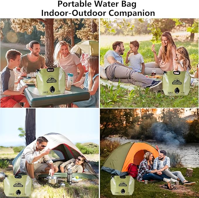 2pcs Collapsible Camping Water Container Bag, Portable Water Storage Jug with Spigot, BPA-Free Leakproof Foldable Water Bottles for Hiking, Outdoor Sports Backpack Emergency Bag, 2.1 Gallon