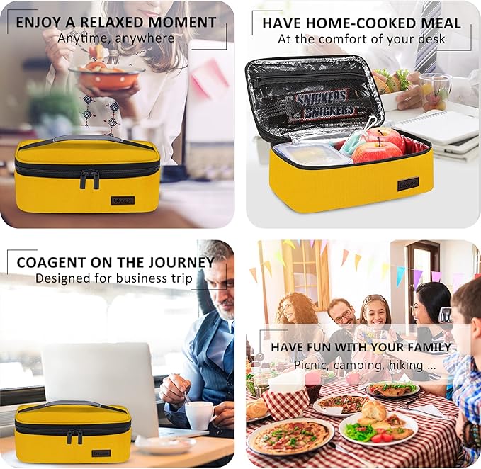 Gloppie Mini Lunch Box Small Kids Lunch Bag Compact LunchBox Bag, CPC Certified | Child-Safe Materials, Insulated LunchBag Reusable Sandwich Containers Snack Box, Yellow-NeatNest