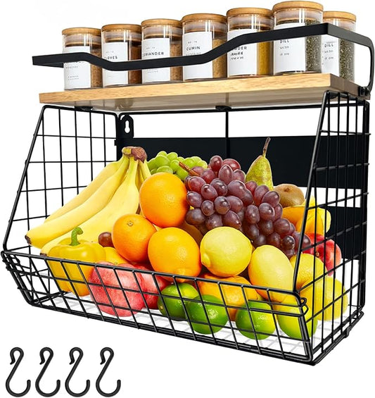 Magnetic Shelf for Fridge, Onion and Potato Storage Spice,Fruit and Vegetable Storage and Organizer, Refrigerator organizers Wire Basket for Pantry