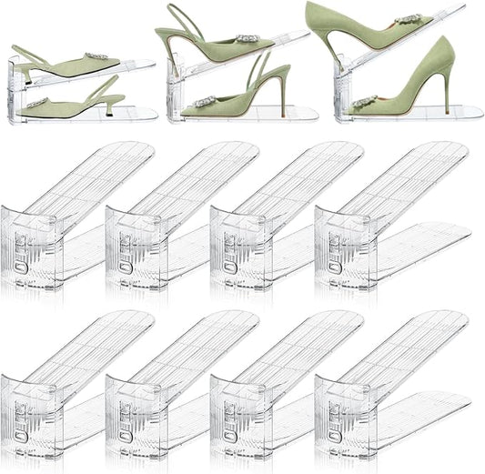 Shoe Slots Organizer,8 PACK Transparent Shoe Stacker Adjustable Shoe Slot Organizer Space Saver Shoe Rack Holder Shoe Storage Organizers for Closet,Transparent-NeatNest