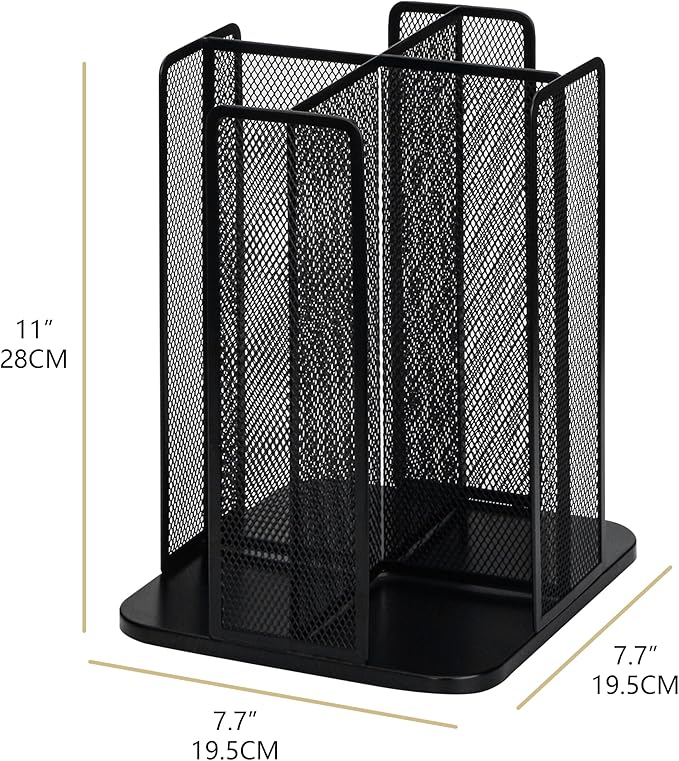 Annova Paper/Plastic Cup and Lid Holder Plastic Storage Organizer, 360°Rotating Coffee Cup Dispenser with 4 Compartments, Multifunctional Storage Rack for Home, Office, Bar, Coffee Shop (Black)-NeatNest