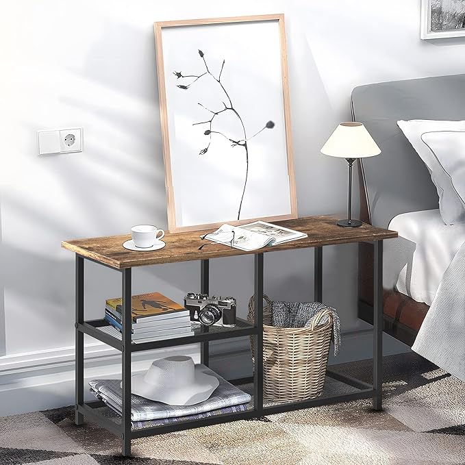 Rustic Wood Bench with 3-Tier Shoe Rack for Small Spaces - Free Standing Shoe Storage Shelf with Boot Organizer-NeatNest