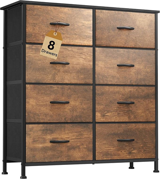 DWVO Fabric Dresser for Room, Tall Storage 8 Drawers, Black Dresser & Chest of Drawers, Storage Drawer Organizer for Closet, Living Room-NeatNest