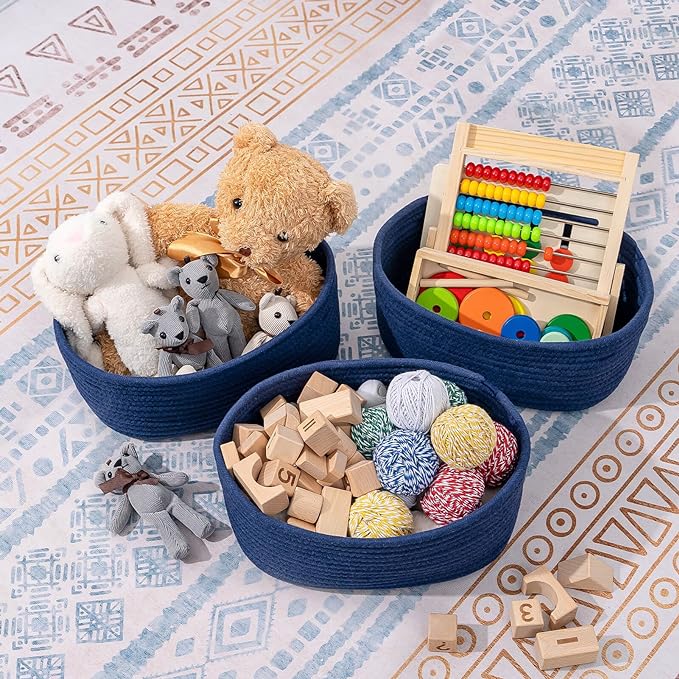 CubesLand Storage Basket, Cotton Rope, Navy Blue, 2 Pack, Organizing/Storage, Closet, Shelves, Decorative-NeatNest