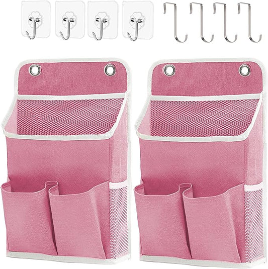 Hanging Basket for Organizing, Wall Organizer with Pockets and Over The Door Organizer，Can for Home, Closet, Office and Camper (2 Pink)-NeatNest