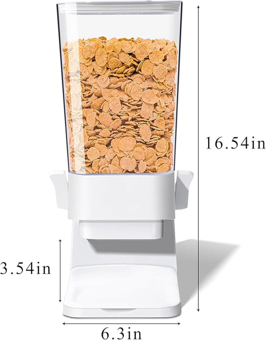 Cereal Dispenser Countertop, 5L Cereal Containers Storage Dispenser for Pantry, Large Dry Food Cereal Dispenser, Not Easy to Crush Cereal, Can Hold Oatmeal, Candy, Snack, Grain, Pet Food (White, 1Pc)-NeatNest
