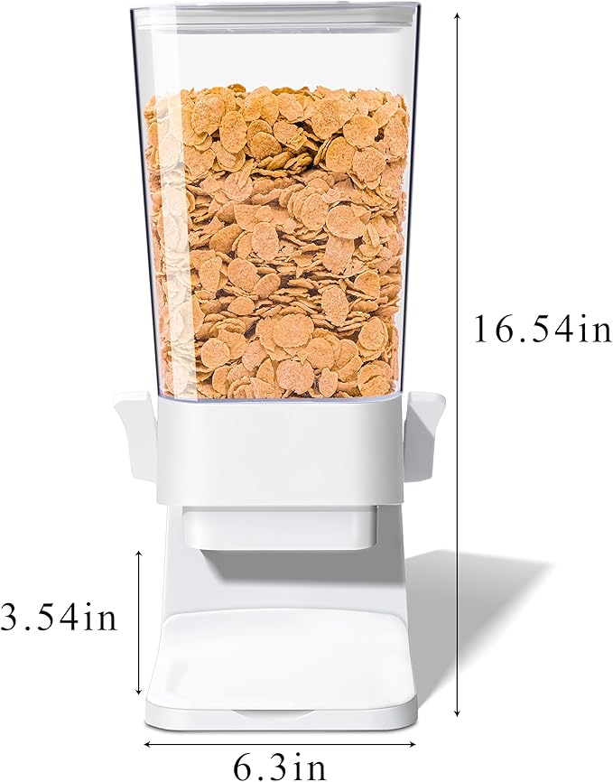 Cereal Dispenser Countertop, 5L Cereal Containers Storage Dispenser for Pantry, Large Dry Food Cereal Dispenser, Not Easy to Crush Cereal, Can Hold Oatmeal, Candy, Snack, Grain, Pet Food (White, 3Pc)-NeatNest