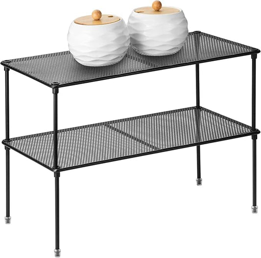 2-Pack Kitchen Cupboard Shelf Organizer for Cabinet, Expandable & Stackable Counter Cupboard Organiser, Storage Rack for Bathroom, Kitchen, Laundry Room-NeatNest