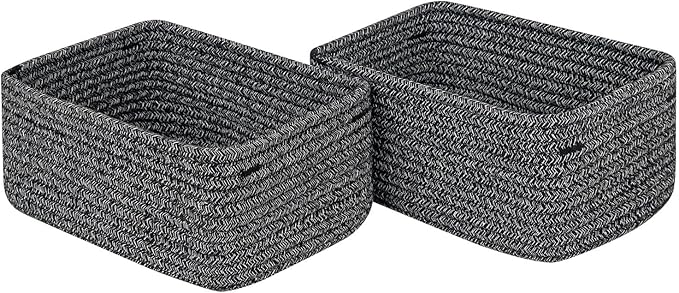 CubesLand Mixed Black Baskets Bins for Organizing,Small Woven Storage Baskets for Shelves,Cute Closet Cube Bins Set 2,Baby Nursery Cube Organizer Toys Basket Bin,Home Decor Organization Bins-NeatNest