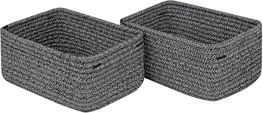 CubesLand Mixed Black Baskets Bins for Organizing,Small Woven Storage Baskets for Shelves,Cute Closet Cube Bins Set 2,Baby Nursery Cube Organizer Toys Basket Bin,Home Decor Organization Bins-NeatNest