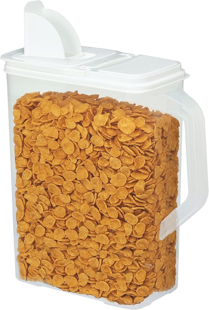 Buddeez Bulk Food Storage Container - 8 Quart All Purpose Clear & Large Pantry and Kitchen Organization and Storage - Cereal, Flour, Sugar, Rice Dispenser, EZ Grip Handle, EZ Pour Spout (White Lid)-NeatNest