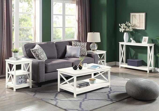 Convenience Concepts Oxford Console Table 39.5" - Sofa Table with Storage Shelf, Transitional Entryway Hall Table for Living Room and Bedroom, Display Foyer Table, Ivory-NeatNest