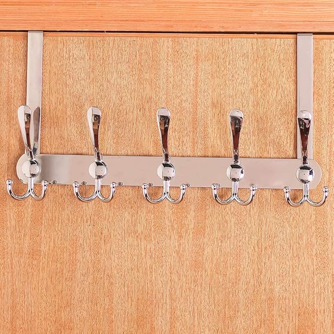 Encozy Over The Door Hooks,Coat Rack for Hanging Clothes Hat Towel (Heavy Duty Silver 1pcs)