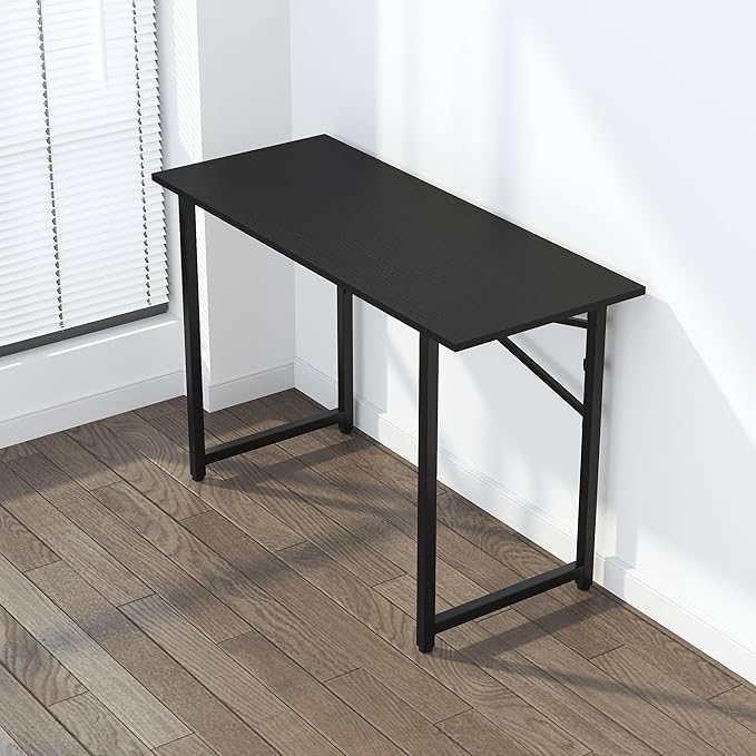 Folding Computer Desk 47 inch Writing Gaming Computer Camping Table, No Assembly Required Home Office Desk, Black-NeatNest