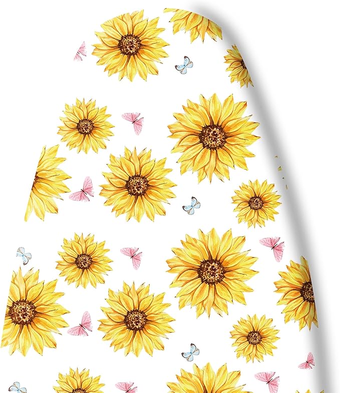 Extra Thick Ironing Board Cover and Pad, Summer Sunflowers 15x54 Ironing Board Cover, Resist Scorching and Staining,Elastic Edges,Farmhouse Spring Summer Yellow Flowers Butterfly