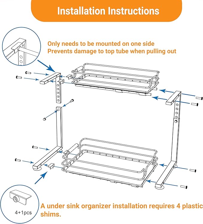 JYPS 2 Pack Under Sink Organizer, 2 Tier Pull out Under Kitchen Bathroom Sink Organizer and Storage, Metal Sliding Drawer for Cabinet Pantry Undersink Organizers Shelf-NeatNest