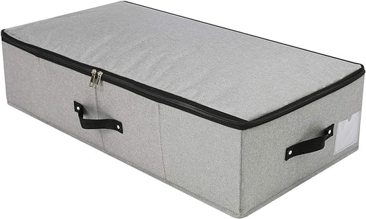 AMJ 29.5"*15"*7", Blanket, Duvets, Winter Clothes Storage Box for Under Bed, Top Wardrobe Organizer, Dark Gray-NeatNest