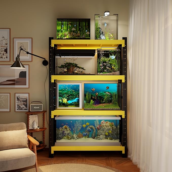 32" W Garage Shelving,4-Tier Heavy Duty Storage Shelves Unit with Adjustable Metal Shelf for Warehouse,Basement,Workshop,3000LBS,32" W x 20" D x 63" H,Black&Yellow-NeatNest