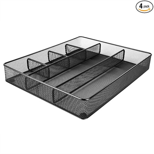 Amazon Basics Mesh Drawer Organizer, Black, Pack of 4-NeatNest