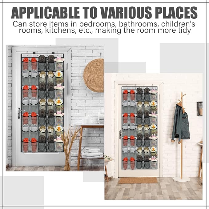 Windyun 2 Pcs 70 Large over The Door Shoe Organizer Hanging Shoe Rack for Closet Holder Gray Mesh Pockets Back to School Behind Door Hanger Storage Nonslip for Home Room School Dorm, Each 35 Pockets-NeatNest