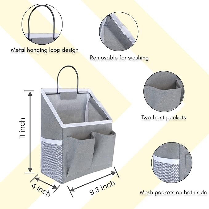 1pcs Small Wall Hanging Baskets for Organizing, Hanging Storage Bag as Over the Door Organizer, Wall File Organizer, Rv Storage and Organization. For Bedroom, Office, Camper (1pcs Gray)-NeatNest